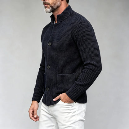 Men's Slim-Fit Stand-Collar Knit Cardigan