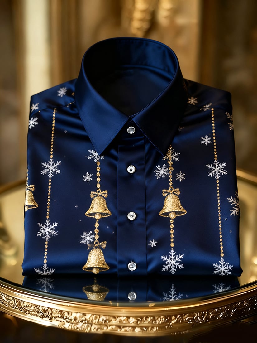 Men's  Christmas Long Sleeve Button-Down Shirt
