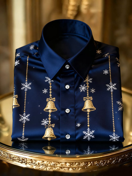 Men's  Christmas Long Sleeve Button-Down Shirt