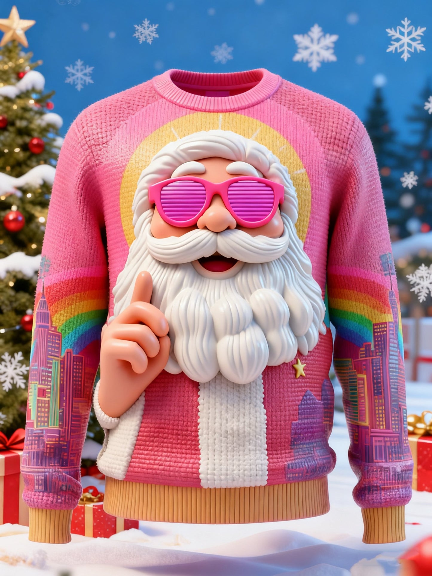Men's Cartoon Print Ugly Xmas Pullover Sweater