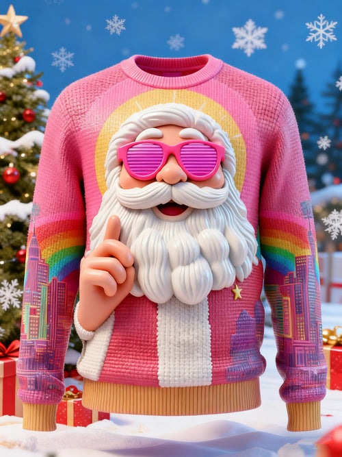 Men's Cartoon Print Ugly Xmas Pullover Sweater