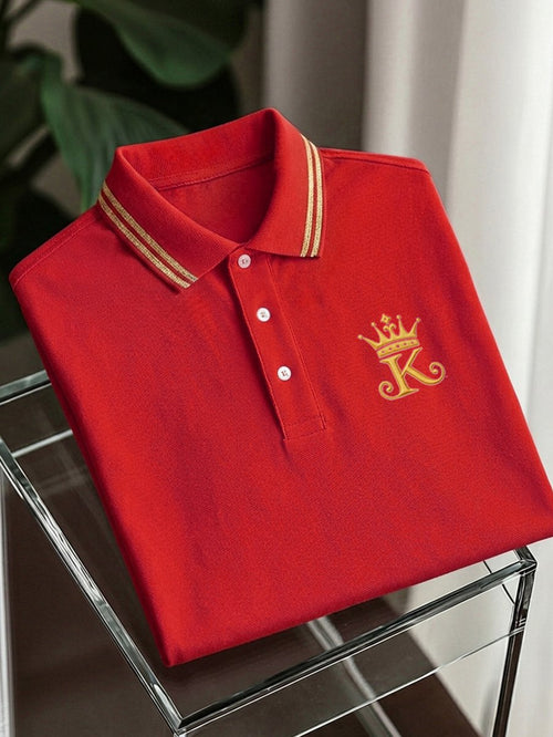 Men's Business Stroped Short-Sleeve Polo Shirt