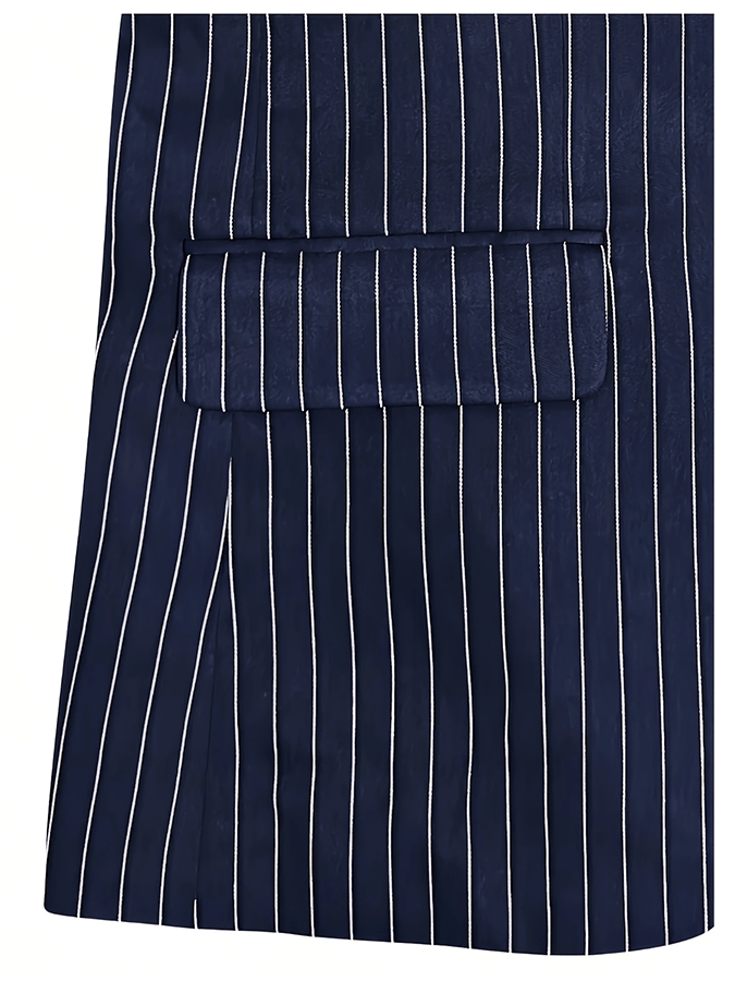 Men's Fashionable Stripe Design Single-Breasted Pocket Design Casual Suit