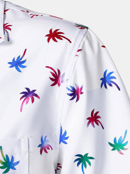 Men's Tropical Colorful Print Cuban Collar Short Sleeve Shirt