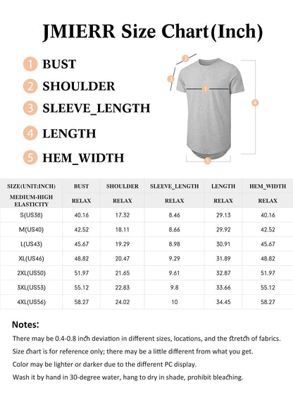 JMIERR Mens 3 Pack Cotton Hipster Hip Hop Longline Crewneck T-Shirt