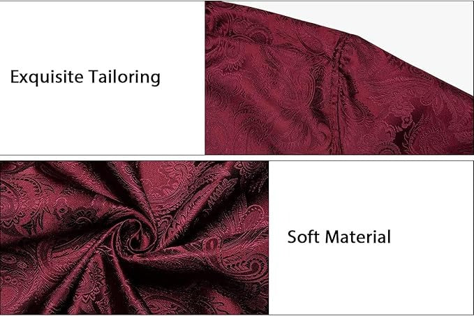 Men's Silk Paisley Dress Shirts,Burgundy Paisley