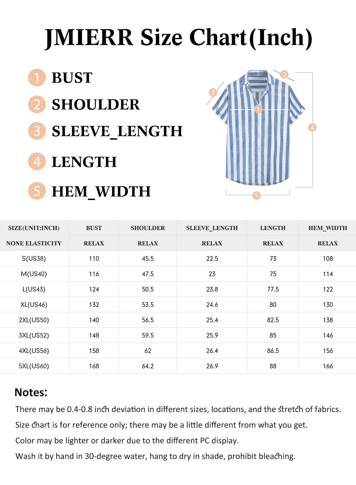 JMIERR Men's Casual Stylish Short Sleeve Button-Up Striped Dress Shirts Cotton Shirt