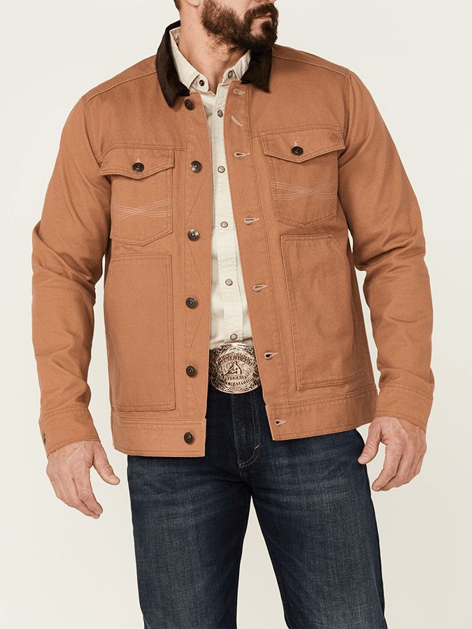 Men's Retro Western Colorblock Multi-Pocket Outdoor Outer Jacket