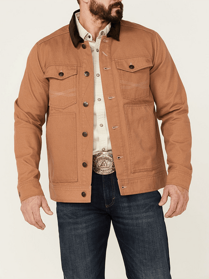 Men's Retro Western Colorblock Multi-Pocket Outdoor Outer Jacket