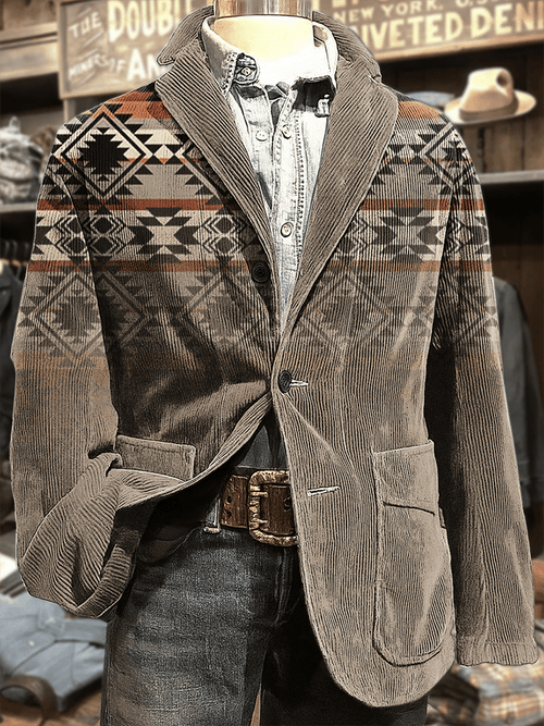 Men's Aztec Art Print Casual Coat