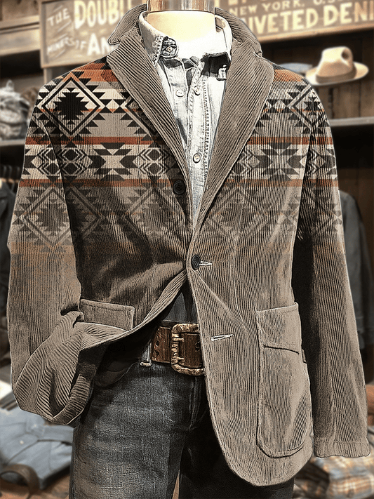 Men's Aztec Art Print Casual Coat