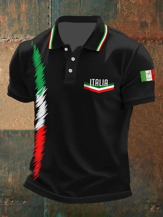 Men's Vintage Italy Printed Casual Polo Shirt