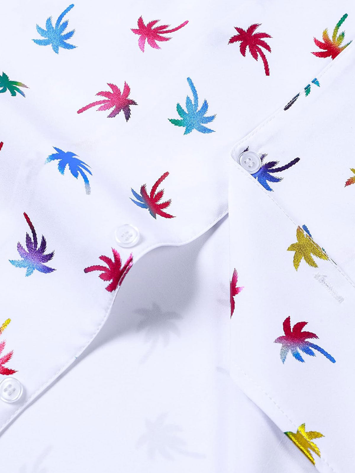 Men's Tropical Colorful Print Cuban Collar Short Sleeve Shirt