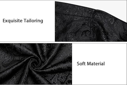 Men's Silk Paisley Dress Shirts,Black Paisley