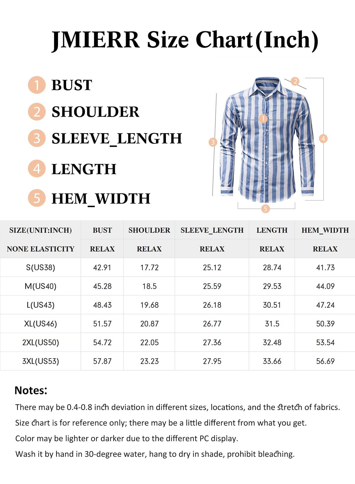 JMIERR Men's Linen Shirts Casual Long Sleeve Button-Down Striped Dress Shirt