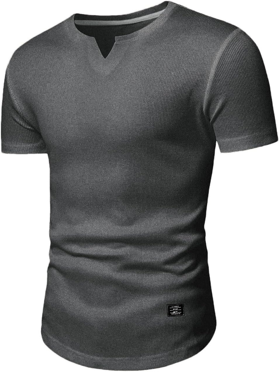 JMIERR Mens Muscle Slim T Shirt V-Neck Longline Henley Shirt Gym Workout Athletic Tee Shirts