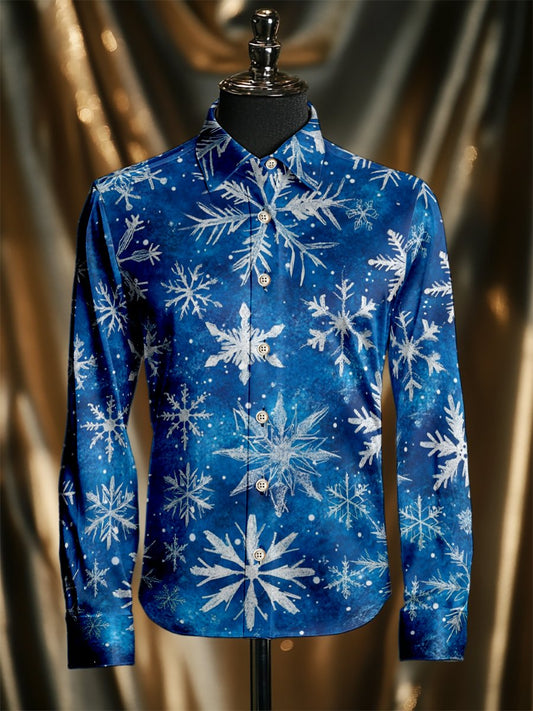 Men's Silk Luxury Christmas Long Sleeve Shirt