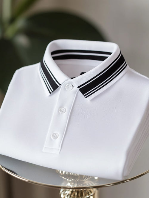 Men's Business Casual Button Short Sleeve Polo Shirt