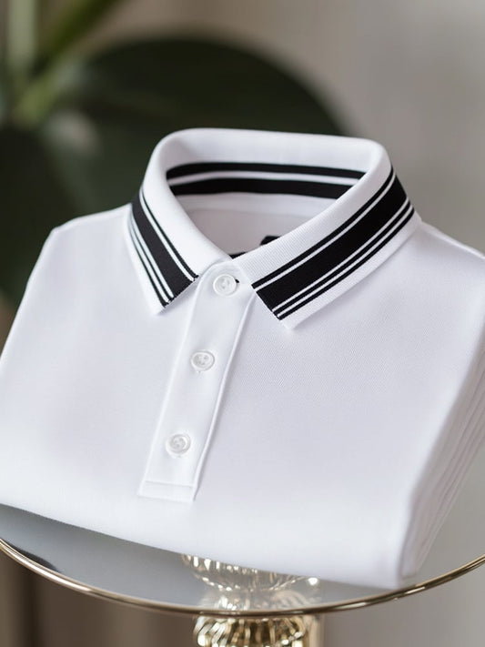 Men's Business Casual Button Short Sleeve Polo Shirt