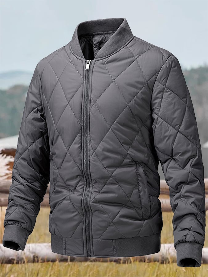 Men's Retro Diamond Pleated Cotton Casual Cotton Jacket