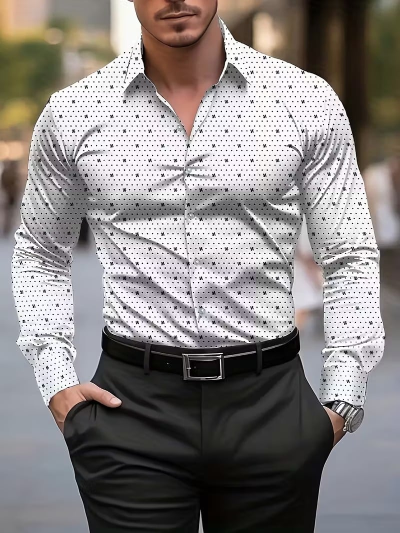 Men's Street Style Business Casual Printed Long Sleeve Shirt