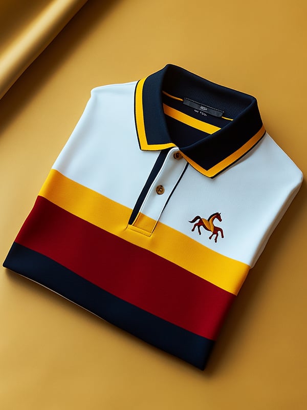 Men's Business Casual Logo Button Short Sleeve Polo Shirt