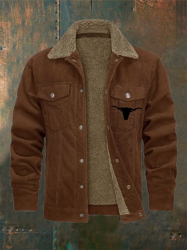 Men's Vintage Flannel Collar Pocket Outdoor Jacket