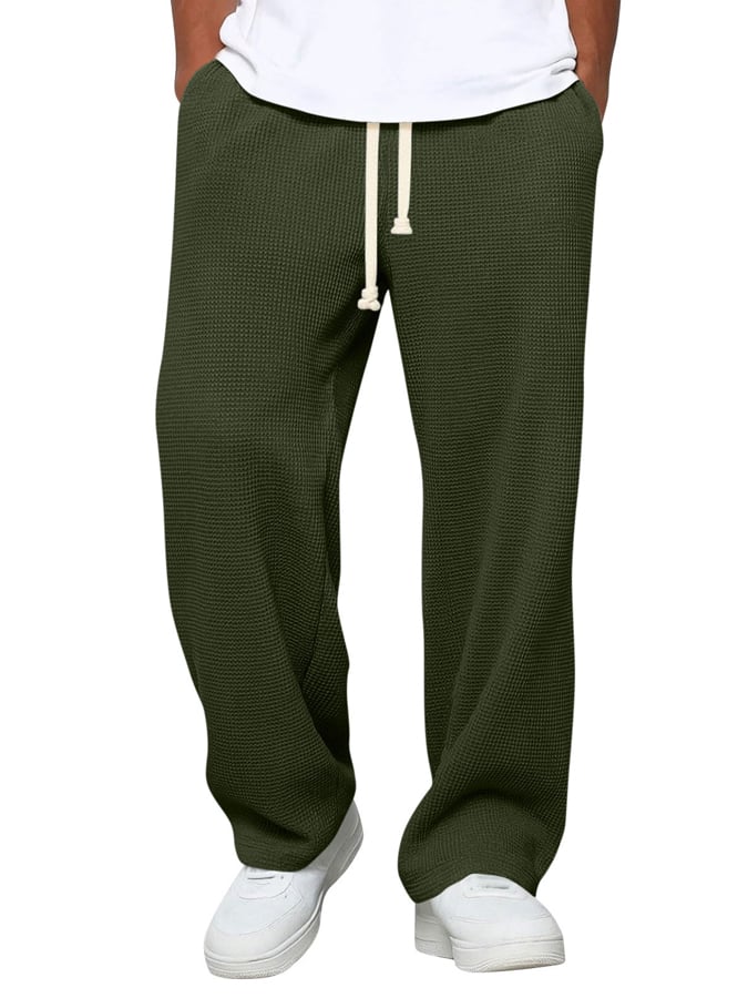 Men's Waffle Casual Loose Straight Trousers
