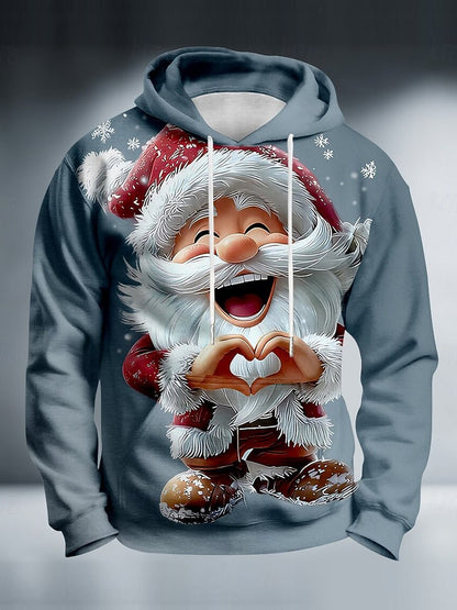 Christmas Men's Optical Illusion Santa Claus Hooded Sweatshirt