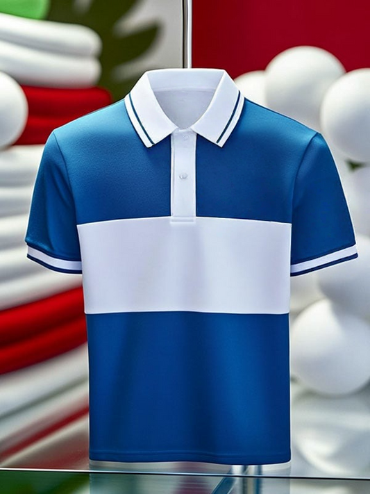 Men's Luxury Business Color Blocked Short Sleeve Polo Shirt