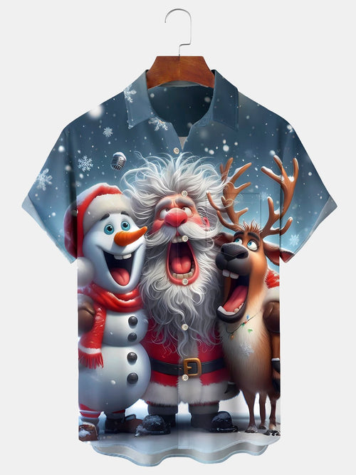 Men's Christmas Fun Santa Claus Print Casual Shirt