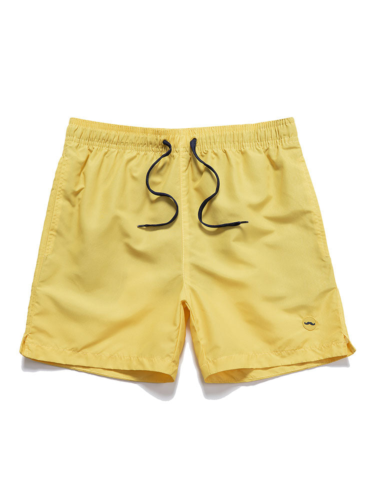 Mustache Badge Drawstring Swim Shorts