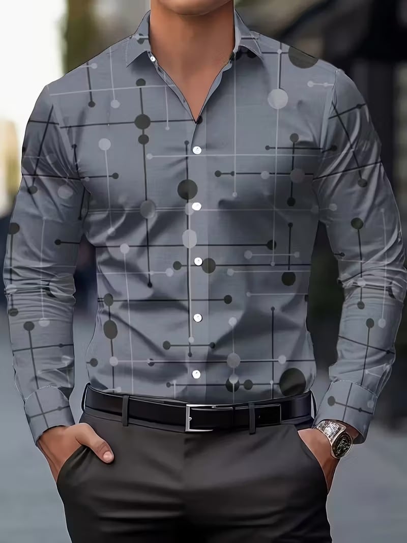Men's Street Style Business Casual Printed Long Sleeve Shirt