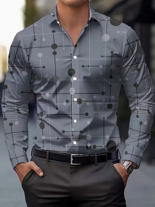 Men's Street Style Business Casual Printed Long Sleeve Shirt
