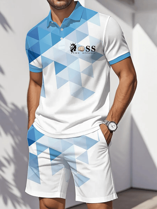 Men's Retro Letter Design Casual Business Comfortable And Breathable Short Sleeve Polo Shirt Suit