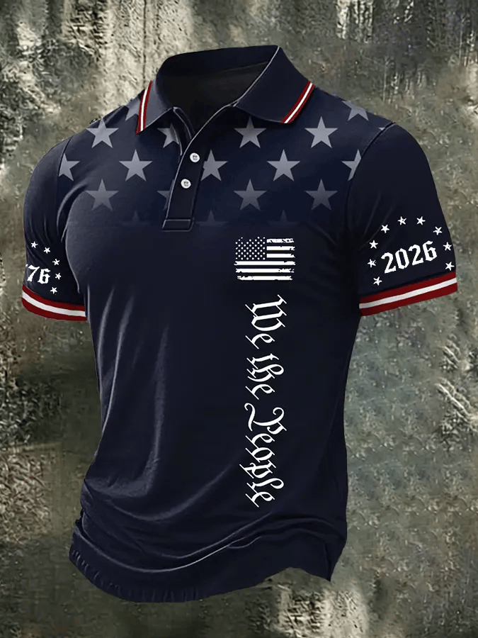Men's USA 1776-2026 Printed Polo Shirt