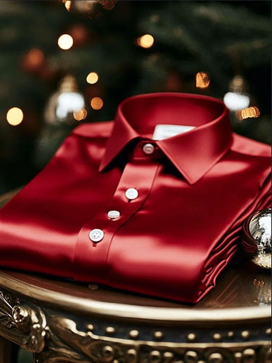 Men's Luxury Solid Color Satin Textured Short Sleeve Shirt