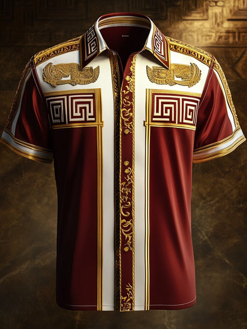 Men's Satin Luxe Print Short Sleeve Button Shirt