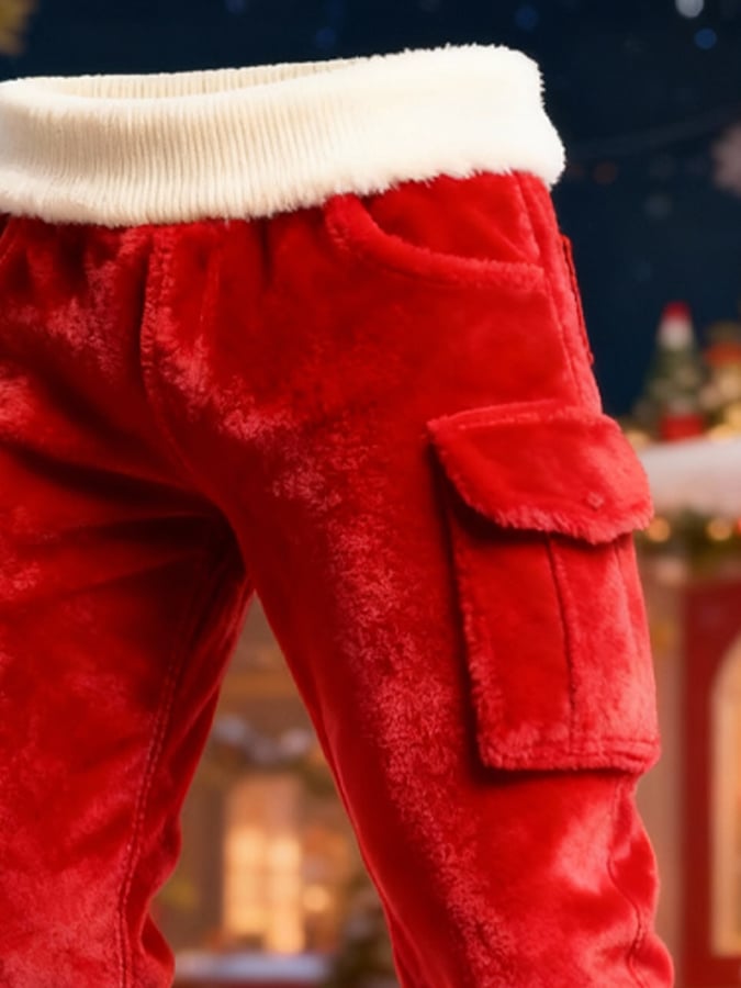 Men's plush Christmas work pants