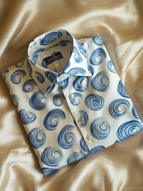 Men's Satin Luxe Print Short Sleeve Button Shirt