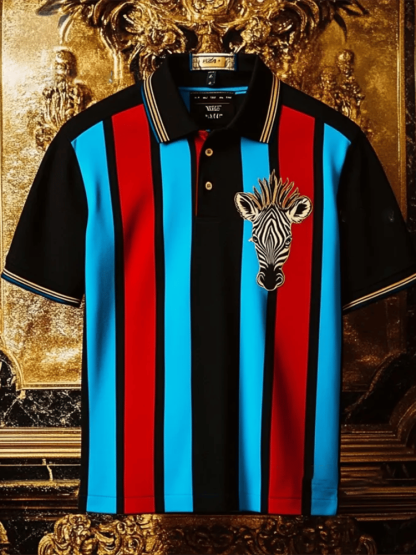 Men's Business Casual Logo Button Short Sleeve Polo Shirt