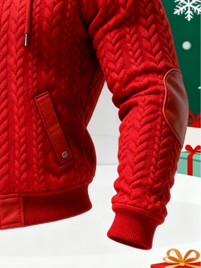 Men's Retro Knitted Jacquard Fleece-Lined Warm Christmas Outdoor Jacket