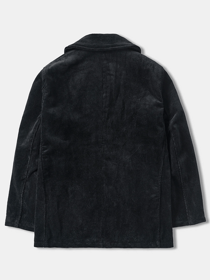 Men's Stylish Double With Pocket Design Breasted Casual Corduroy Coat