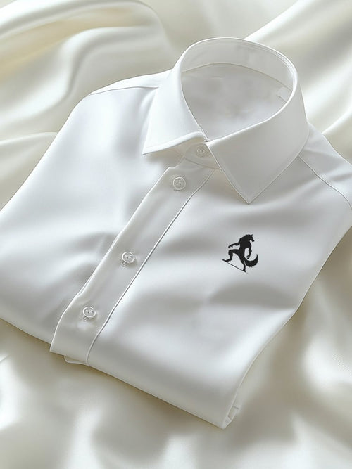 Men's Business Casual Logo Lapel Short Sleeve Shirt