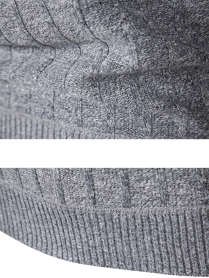 Men's Fashionable Velvet Thickened Warm Zipper Design Sweater