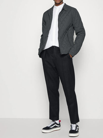 Men's Light Cotton Clothes Casual Diamond Shaped Stand-up Collar Coat Fashion Cotton-padded Jacket