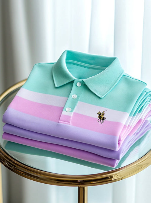 Men's Business Casual Button Short Sleeve Polo Shirt