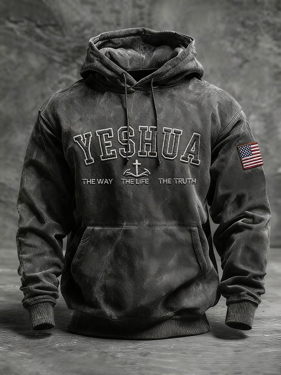 Men's Faith Print Casual Hooded Sweatshirt