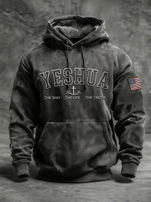 Men's Faith Print Casual Hooded Sweatshirt