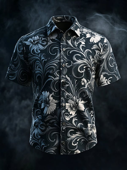 Men's Retro Gothic Pattern Short Sleeve Shirt